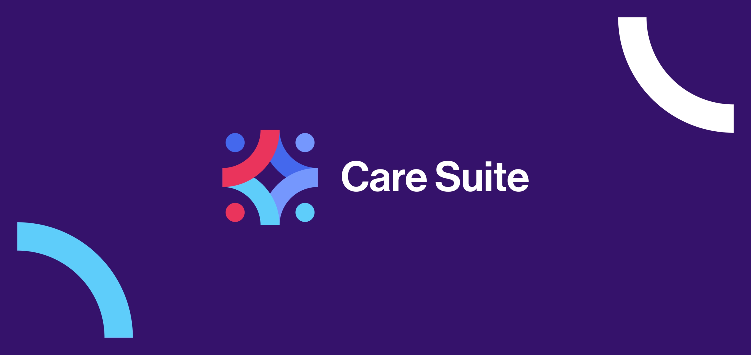 Care Suite logo and modular identity on a deep purple background.