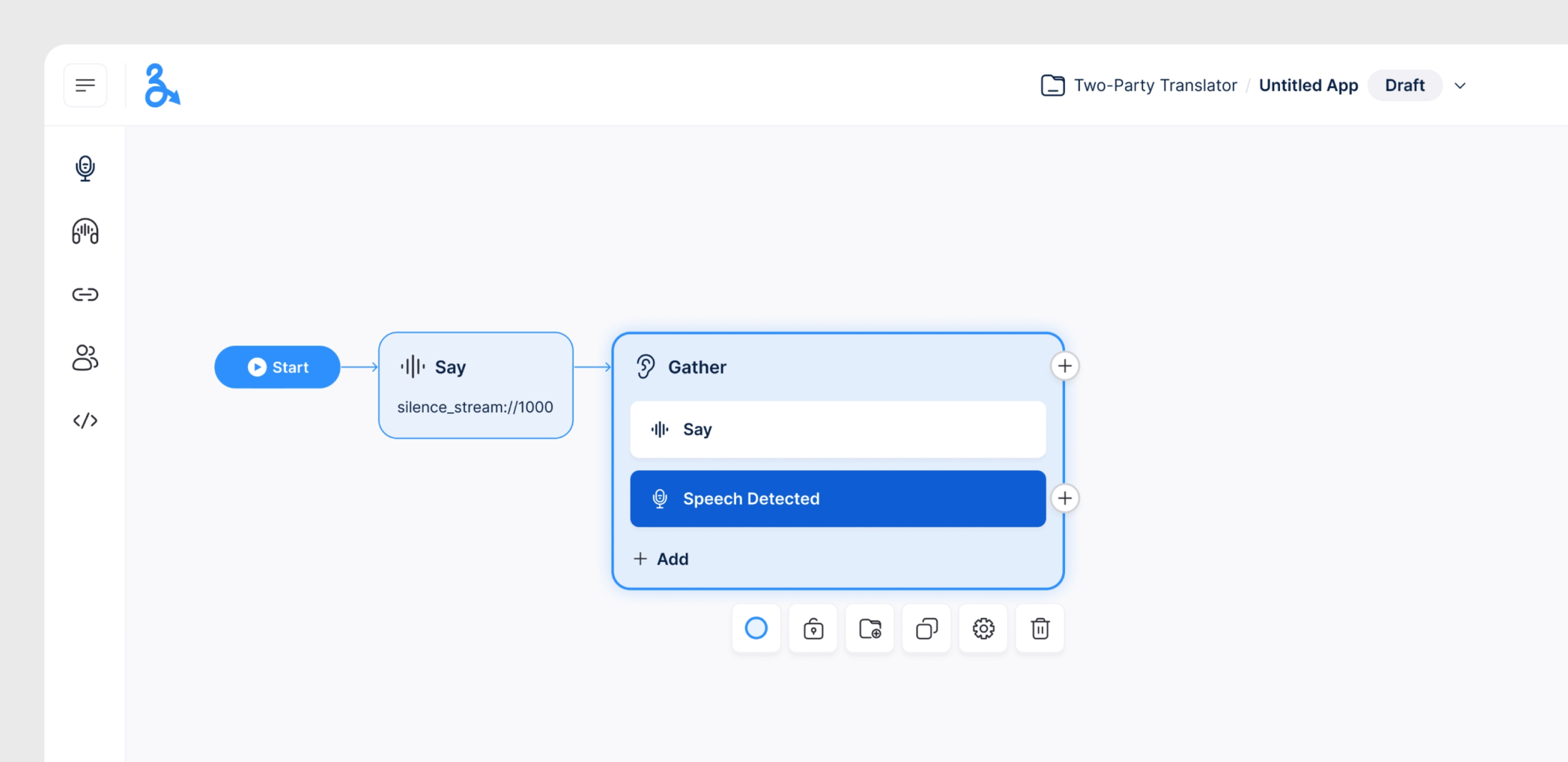 Jambonz call flow editor interface