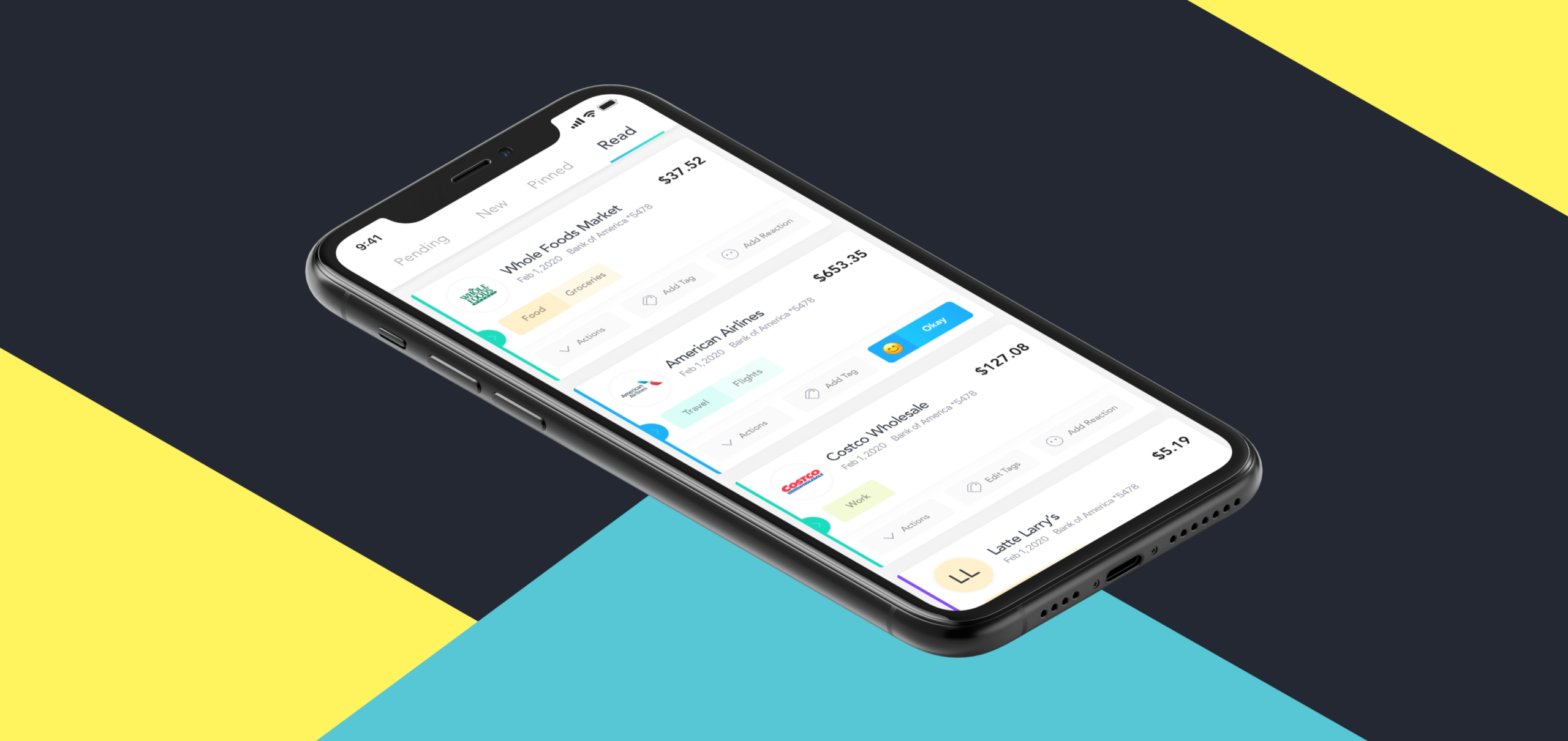 Mazlo financial wellness app displayed on a mobile phone against a geometric background.